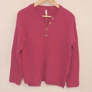 Wishlist Textured Knit Sweater in Deep Pink